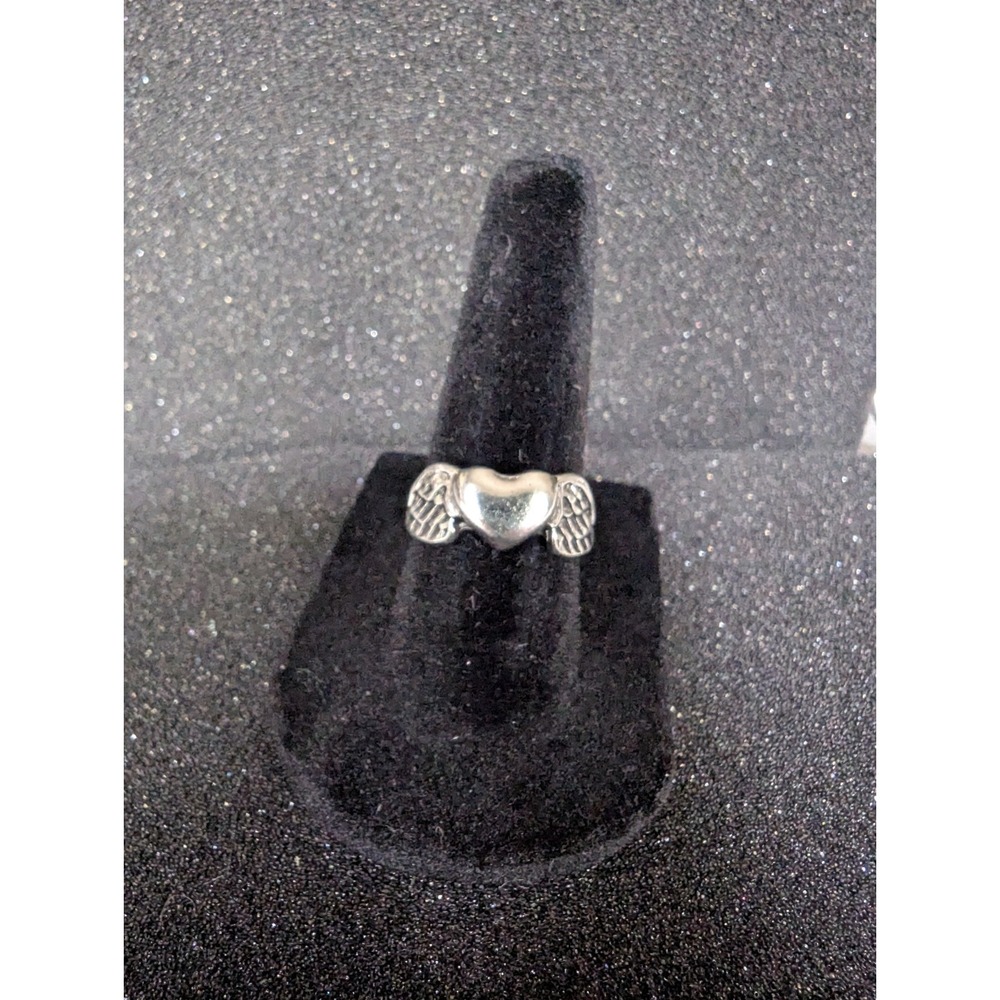 Winged Heart Silver Ring - Multiple Sizes Available